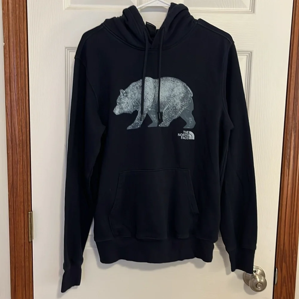 The North Face Navy Blue Cotton Blend Hoodie w/ Grizzly Bear Graphic Men’s SM